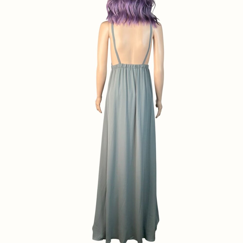 Show Me Your Mumu Amanda Moss Green Halter Maxi Bridesmaid Dress Size Large - Picture 3 of 11